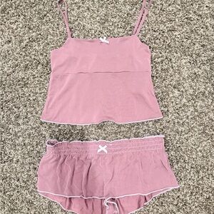 Pink Lace-Trim Cami & Shorts Sleep Set